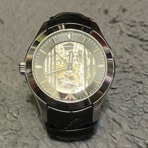 Like New, Gorgeous Emporio Armani Skeleton Watch w/ black leather band